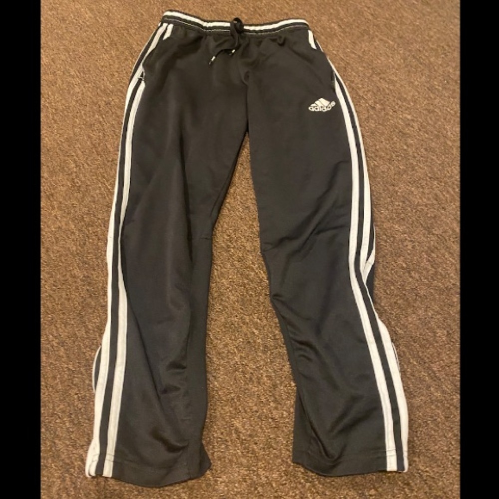 EUC Men'Climacool Adidas M athletic track pants bottoms black white stripe gym